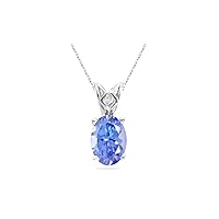 0.42-0.50 Cts of 6x4 mm A+ Oval Tanzanite Scroll Solitaire Pendant in 14K White Gold