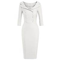 MUXXN Women's Petite Back Split Bandage Semi Formal Evening Dresses Retro Audrey Hepburn Style Dress (Off White M)
