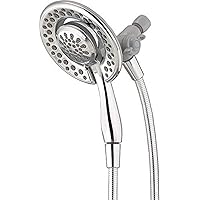 Delta Faucet 4-Setting In2ition 2-in-1 Dual Shower Head with Handheld, Chrome Round Shower Head with Hose, Detachable Shower Head, Hand Held Shower Head, Chrome 75486C