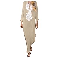 Wedding Guest Dresses for Women with Sleeves Spring,Women's Dresses V-Neck Dating Party Maxi Dress Deep Dresses