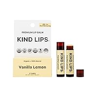 Kind Lips Lip Balm - Nourishing & Moisturizing Lip Care for Dry Lips Made from Shea Butter, Beeswax with Vitamin E | Vanilla Lemon Flavor | 0.15 Ounce (Pack of 2)