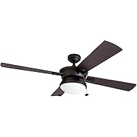 Auletta, 52 Inch Contemporary Indoor Outdoor Ceiling Fan with Light, Pull Chain, Dual Mounting Options, Dual Finish Blades, Reversible Motor - 50345-01 (Matte Black)