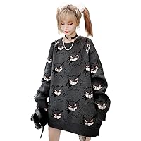 Devil Sweater Oversized Women's Crewneck Pullover Fall Gothic Loose Knit Pullover Long Sleeve Sweaters Dresses