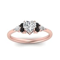 Choose Your Color Heart Shape Accented 14k Rose Gold Plated Engagement Ring Side Stone Daily Wear Office Wear Chakra Healing Birthstone Engagement Rings : US Size 4 to 12