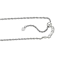 14K Gold or Silver 22 Inch bright-cut Adjustable Chain with Lobster Clasp and Small Heart Charm