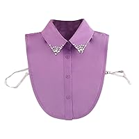 Fake Collar Detachable Half Shirt Blouse False Collar Elegant Diamond Pure Color for Women Girls