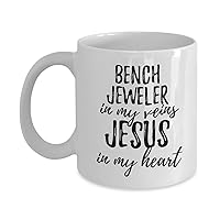 Funny Bench Jeweler Mug In My Veins Jesus In My Heart Inspirational Christian Quote Coworker Gift Coffee Tea Cup 11 oz
