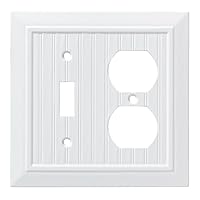 Franklin Brass Classic Beadboard Wall Plate, Pure White Double Duplex Outlet Cover, 1-Pack, W35269-PW-C