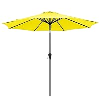 MEWAY 10ft Patio Umbrella Large Outdoor Table Umbrella with Push Button Tilt & Crank Lift System, Market Deck Pool Backyard Garden Sunshade Umbrella 8 Sturdy Ribs UV Protection(10 ft, Yellow)
