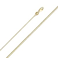 14k Yellow/White/Rose Gold Box Link Chain Necklace - 0.9mm Solid Gold Chain for Men and Women - Great Gift for Christmas, Birthday & All Occasions