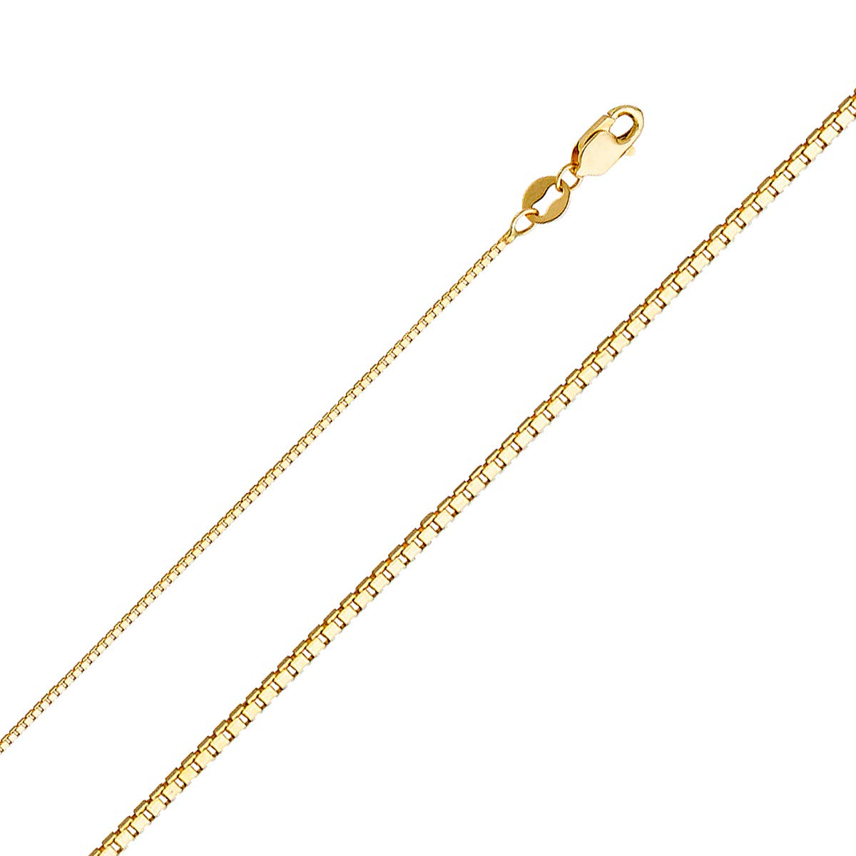 TGDJ 14k Yellow/White/Rose Gold Box Link Chain Necklace - 0.9mm Solid Gold Chain for Men and Women - Great Gift for Christmas, Birthday & All Occasions