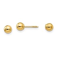 14K Yellow Gold Reversible Ball Earrings Jewelry