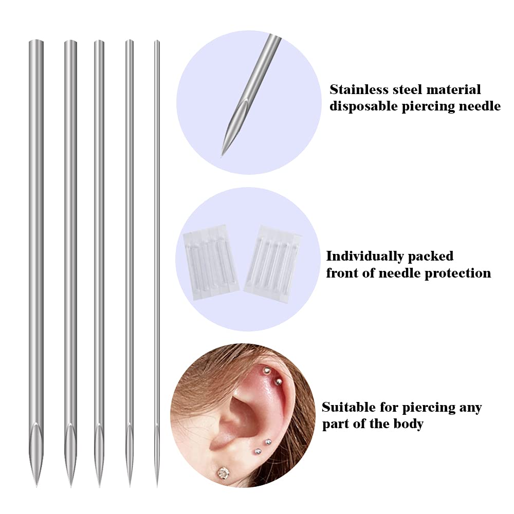 Piercing Needles - LQ 100Pcs 16G Body Piercing Needles Disposable Professional Piercing Needles for Body Ear Navel Nose Lip Nipple (16G 100PC)