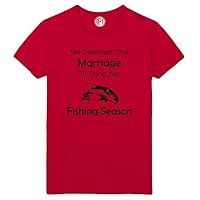 We Interrupt This Marriage to Bring You Fishing Season Printed T-Shirt - Red - 4XLT