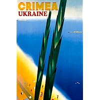 Crimea Ukraine Beach Ocean View Summer Tourism Travel Vintage Poster Reproduction (16” X 24” Image Size Paper)