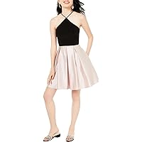 Blondie Nites Womens Juniors Illusion Short Cocktail and Party Dress Pink 1