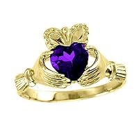 Rylos Rings For Women 14K Yellow Gold - Claddagh Ring Claddah Love, Loyalty & Friendship Ring Color Stone Gemstone Jewelry For Women Gold Rings