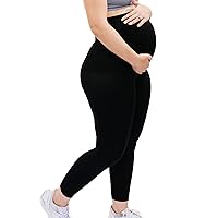 Motif Medical Maternity Leggings with Pocket - Maternity Leggings Over The Belly - Maternity Workout Leggings - Black