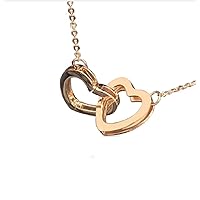 GOWE 18K Rose Gold Interlocking Double Hearts Women Necklace Pendant 45cm O Shaped Chain Lady Pendant
