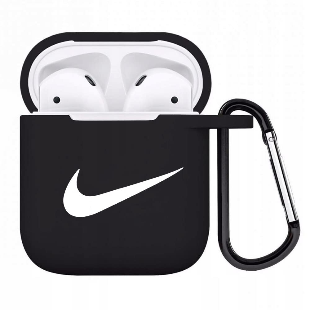 Compatible AirPods Case Cover Soft Silicone Protective Cover with Keychain for Apple Airpod Case 2&1,Black