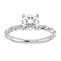 1.15 Carat Round Diamond Moissanite Engagement Ring Wedding Ring Eternity Band Vintage Solitaire Halo Hidden Prong Setting Silver Jewelry Anniversary Promise Ring Gift