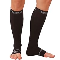 Zensah Ankle/Calf Compression Sleeves- Toeless Socks for Circulation, Swelling for Men and Women