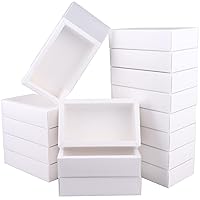 26 PCS Rectangle Drawer Kraft Boxes Small Cardboard Present Packaging Boxes for Party Favor Treats, Candy and Jewelry Crafts, 6.5 x 3.7 x 1.6 inch (Clear,White)