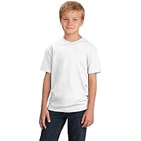 Port & Company Boys 5.4-oz 100% Cotton T-Shirt, Small, White