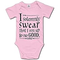 I Solemnly Swear That I am Up To No Good Baby Girl Pink Bodysuit Creeper