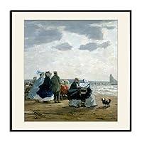 Eugene Boudin Impressionism Beach at Diep Print painting Black Framed Wall Decorative YXP-BDO0002