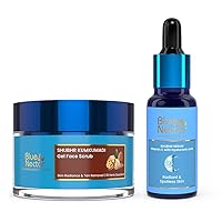 Blue Nectar Walnut Gel Face Scrub for Deep exfoliationand Glowing Skin (10 Herbs, 1.7 Oz) and Vitamin C Face Serum with Natural Hyaluronic Acid Serum (9 Herbs, 1 Fl Oz)