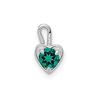 14K White Gold May Simulated Birthstone Heart Charm