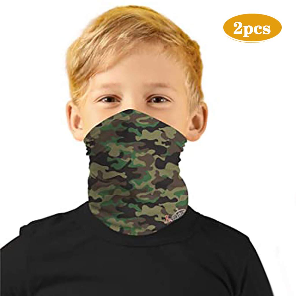 BBZUI Children's Print Face Shield Sunscreen Outdoor Face_masks Bandana (M, 2pcs)