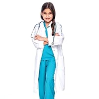 White Lab Coat for Kids - Children's Lab Coat for Doctor Scientist & Chemistry Experiment Costume (S + stethoscope)