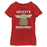 STAR WARS Kids Mandalorian Christmas Child Galaxy's Greetings Girls T-Shirt