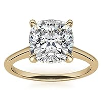 Cushion Cut 1.0ct Moissanite Ring in Sterling Silver with 18k Gold Accents