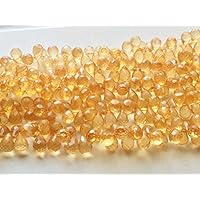 GemAbyss Beads Gemstone 1 Strand Natural Crystal Quartz, Coated Crystal Bead, Micro Faceted Tear Drop Beads, Citrine Color, 7x11mm 8 Inch Long Long Code-MVG-15966