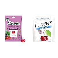 Ricola Berry Medley Throat Drops, 45 Count & Luden's Sugar Free Wild Cherry Sore Throat Drops, 75 Count
