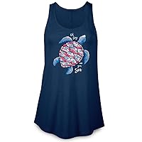 Patriotic Turtle Shirt | Summer Vacation Independence | Cute Womens Fit Tank Top