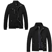 wantdo Men's Military Cotton Windbreaker Jacket Black L Men's Casual Jacket BlackM