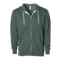 Independent Unisex Lightweight Full-Zip Hooded Sweatshirt XL Alpine Green