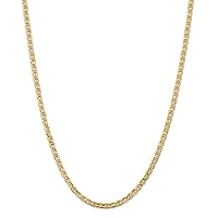14k Gold 4mm Semi solid Nautical Ship Mariner Anchor Chain Necklace Jewelry Gifts for Women - Length Options: 16 18 20 22 24 26