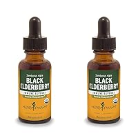 Herb Pharm Certified Organic Black Elderberry Liquid Extract for Immune System Support, Organic Cane Alcohol, 1 Oz (Pack of 2)