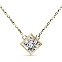 10K Solid Yellow Gold Handmade Wedding Pendant 2 CT Princess Cut Moissanite Diamond Solitaire Engagement Bridal Pendant for Women Her Promise Anniversary Necklace Surprise for Love