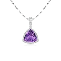Trillion 6.00mm Solitaire Pendant | Sterling Silver 925 | Pandent With 18