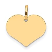 14k Yellow Gold Polished Heart Shaped DiscCustomize Personalize Engravable Charm Pendant Jewelry Gifts For Women or Men (Length 0.55