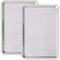 Commercial Quality Baking Sheet Pan Set, Natural Aluminum Cookie Sheet, Umite Chef Warp Resistant Nonstick Baker's Half Sheet Pan, Large Thick Cookie Tray Pans for Baking, Roasting(2 Pack, 18X13Inch)