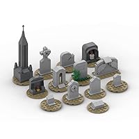 Halloween Mini Tombstones Building Blocks Set, Mausoleum Graveyard Toy Model, Compatible with Lego, Collectible Creative Bricks, Building Toys for Kids and Adults, Aged 8+ (232 Pieces)
