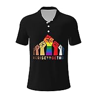We Rise Together Equality Social Justice Men’s Polo Shirts Casual Golf Shirts for Men