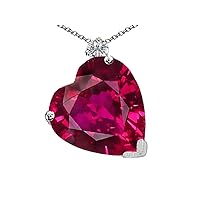 Tommaso Design Heart Shape Created Ruby Pendant Necklace 14 kt White Gold